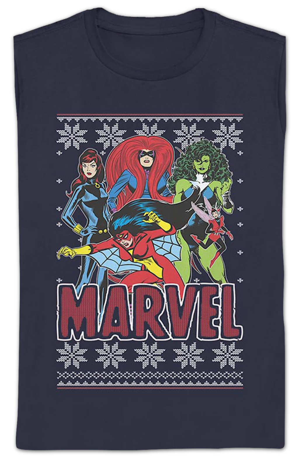 Womens Super Heroines Faux Ugly Christmas Sweater Marvel product image 2