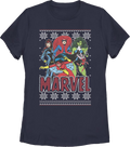 Womens Super Heroines Faux Ugly Christmas Sweater Marvel product image 1