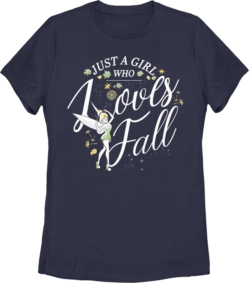 Womens Tinker Bell Just A Girl Who Loves Fall Disney Shirt product image 1